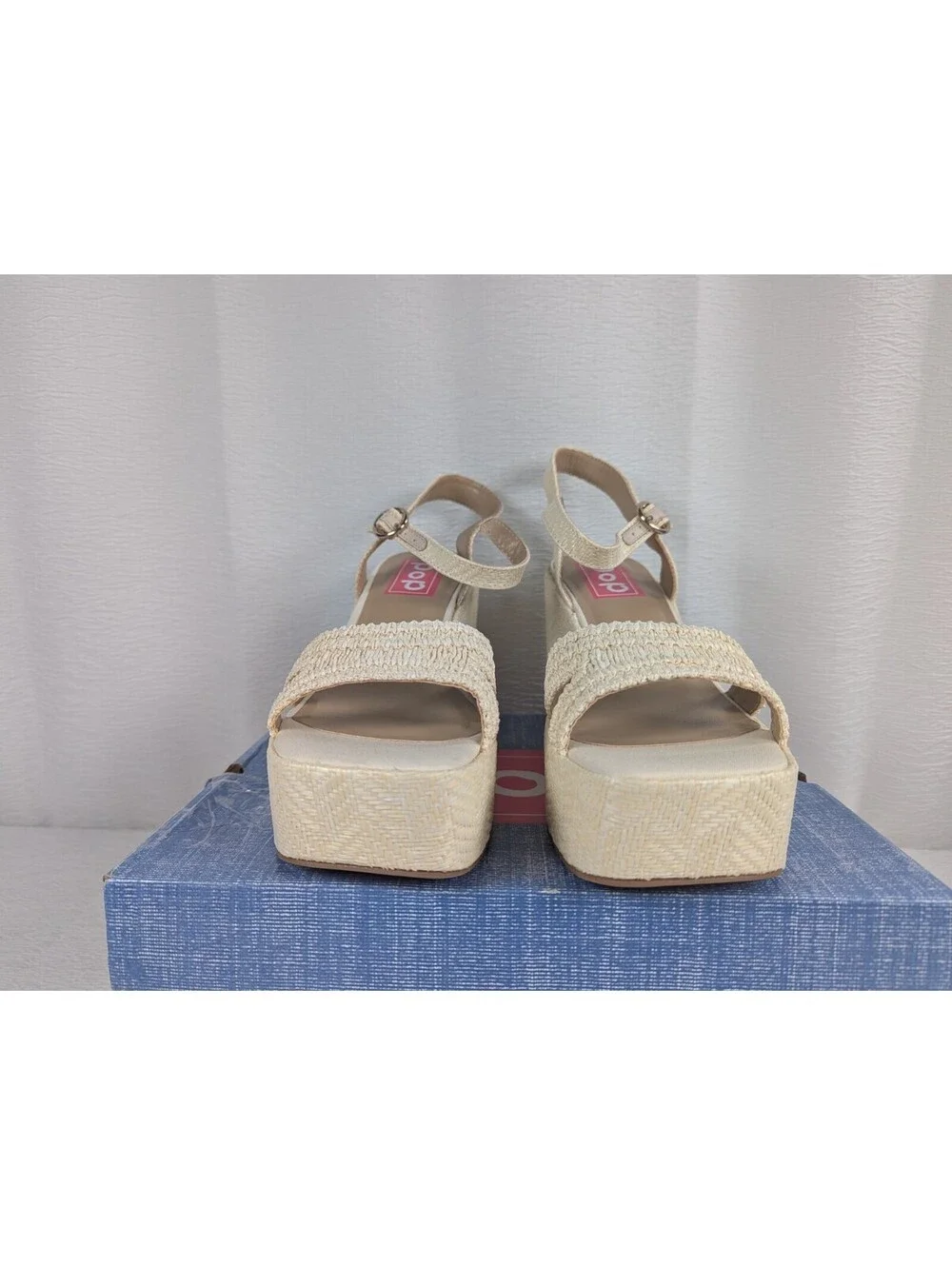 pop Applaud - Natural Woven Sandals - Size 9.5M - Chunky Platform Heel - New